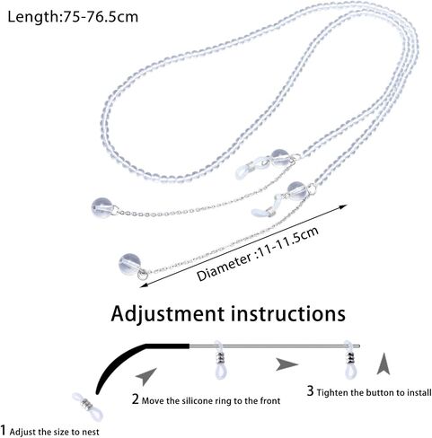TUMBEELLUWA Healing Crystal Beaded Eyeglasses Chain Mask Lanyard Sunglasses String Cord for Women Men in Kuwait