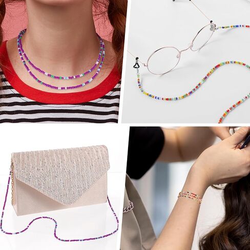 4 قطع سلسلة نظارات العين للنساء، حزام النظارات المطرز بالأكريليك الملون، حامل النظارات الشمسية حول الرقبة، سلاسل أنيقة لحفظ النظارات وحبل للنظارات in Saudi Arabia