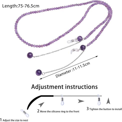 TUMBEELLUWA Healing Crystal Beaded Eyeglasses Chain Mask Lanyard Sunglasses String Cord for Women Men in Kuwait