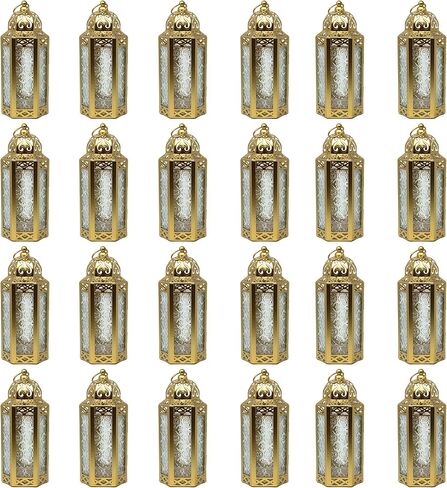 VELA LANTERNS 12pk Gold Moroccan Decor Candle Lantern, Decorative Candle Holder Lamp for Ramadan, Indoor Home Decor, Patio, Weddings, Table or Hanging, Assorted Colors, Medium in Saudi Arabia