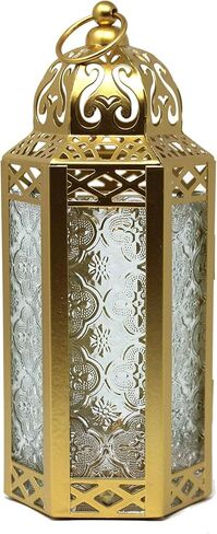 VELA LANTERNS 12pk Gold Moroccan Decor Candle Lantern, Decorative Candle Holder Lamp for Ramadan, Indoor Home Decor, Patio, Weddings, Table or Hanging, Assorted Colors, Medium in Saudi Arabia