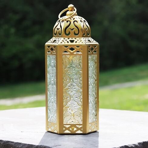 VELA LANTERNS 12pk Gold Moroccan Decor Candle Lantern, Decorative Candle Holder Lamp for Ramadan, Indoor Home Decor, Patio, Weddings, Table or Hanging, Assorted Colors, Medium in Saudi Arabia