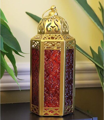 VELA LANTERNS 12pk Gold Moroccan Decor Candle Lantern, Decorative Candle Holder Lamp for Ramadan, Indoor Home Decor, Patio, Weddings, Table or Hanging, Assorted Colors, Medium in Saudi Arabia