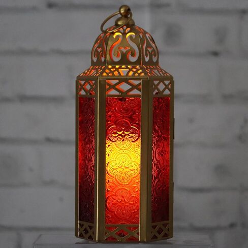 VELA LANTERNS 12pk Gold Moroccan Decor Candle Lantern, Decorative Candle Holder Lamp for Ramadan, Indoor Home Decor, Patio, Weddings, Table or Hanging, Assorted Colors, Medium in Saudi Arabia