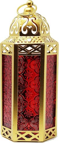 VELA LANTERNS 12pk Gold Moroccan Decor Candle Lantern, Decorative Candle Holder Lamp for Ramadan, Indoor Home Decor, Patio, Weddings, Table or Hanging, Assorted Colors, Medium in Saudi Arabia
