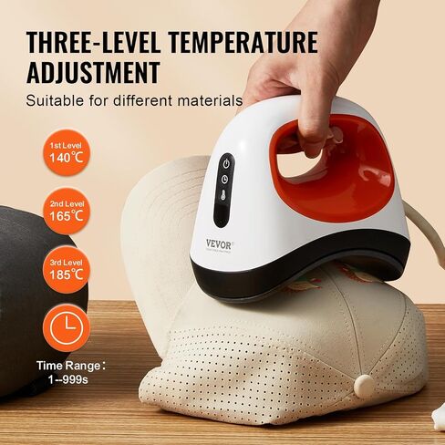 VEVOR Hat Press Machine, Mini Hat Heat Press for Caps with 3 Heating Levels, Cap Heat Press Machine with 6.1 x 3.5 inch Curved Heating Plate, Safety Base, and Glove, Automatic Shut-Off, White in Saudi Arabia