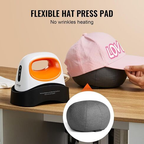 VEVOR Hat Press Machine, Mini Hat Heat Press for Caps with 3 Heating Levels, Cap Heat Press Machine with 6.1 x 3.5 inch Curved Heating Plate, Safety Base, and Glove, Automatic Shut-Off, White in Saudi Arabia