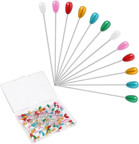 100 Pcs Sewing Pins for Fabric, Long 2.2 Inch Quilting Pins Straight Pins with Pearlized Head, Multicolor Corsage Stick Pins for Jewelry DIY Decoration Craft and Sewing Project in Kuwait