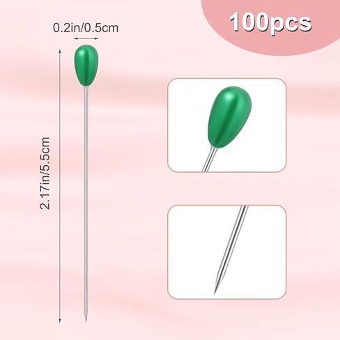 100 Pcs Sewing Pins for Fabric, Long 2.2 Inch Quilting Pins Straight Pins with Pearlized Head, Multicolor Corsage Stick Pins for Jewelry DIY Decoration Craft and Sewing Project in Kuwait