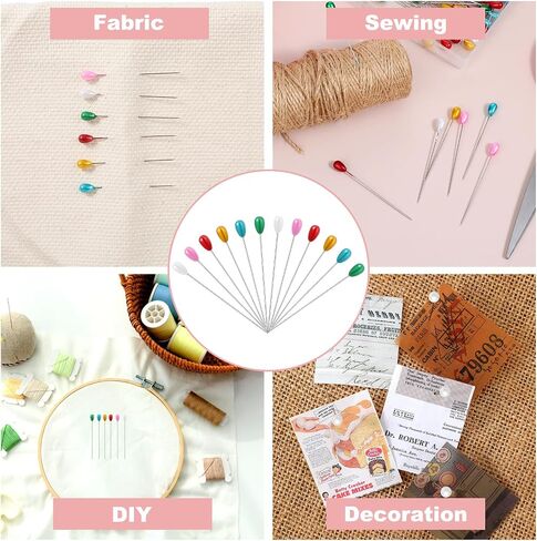 100 Pcs Sewing Pins for Fabric, Long 2.2 Inch Quilting Pins Straight Pins with Pearlized Head, Multicolor Corsage Stick Pins for Jewelry DIY Decoration Craft and Sewing Project in Kuwait