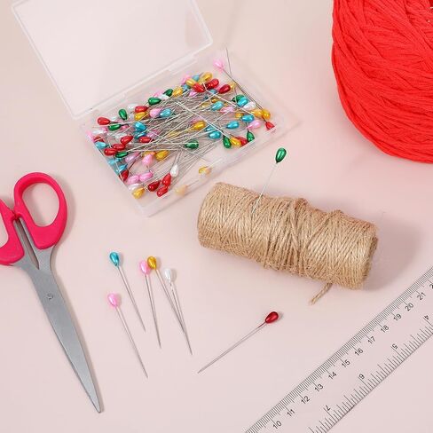 100 Pcs Sewing Pins for Fabric, Long 2.2 Inch Quilting Pins Straight Pins with Pearlized Head, Multicolor Corsage Stick Pins for Jewelry DIY Decoration Craft and Sewing Project in Kuwait