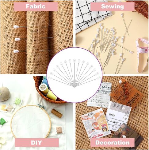 100 Pcs Sewing Pins for Fabric, Long 2.2 Inch Quilting Pins Straight Pins with Pearlized Head, Multicolor Corsage Stick Pins for Jewelry DIY Decoration Craft and Sewing Project in Kuwait