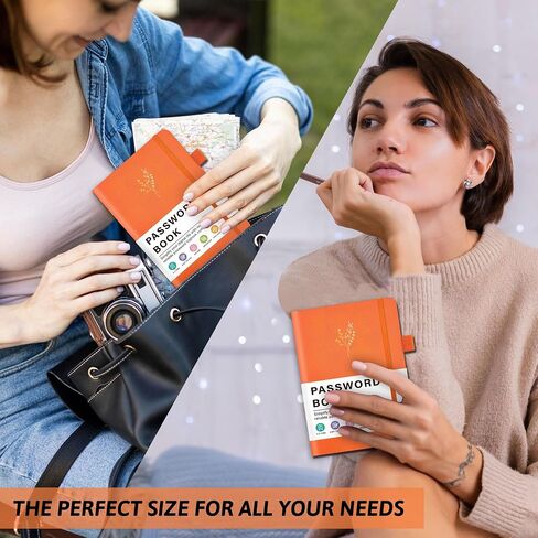 كتاب حارس كلمة المرور مع علامات تبويب أبجدية، كتاب كلمة مرور غلاف فني لتسجيل الدخول إلى عنوان موقع الإنترنت، دفتر كلمات مرور صغير مثالي، حارس كلمات مرور ومنظم للمكتب المنزلي، برتقالي in Saudi Arabia