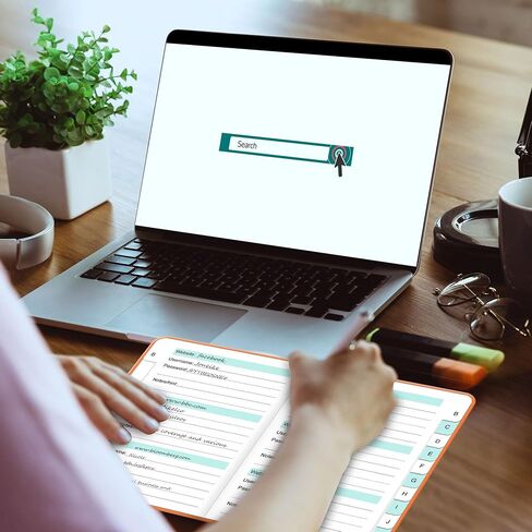 كتاب حارس كلمة المرور مع علامات تبويب أبجدية، كتاب كلمة مرور غلاف فني لتسجيل الدخول إلى عنوان موقع الإنترنت، دفتر كلمات مرور صغير مثالي، حارس كلمات مرور ومنظم للمكتب المنزلي، برتقالي in Saudi Arabia