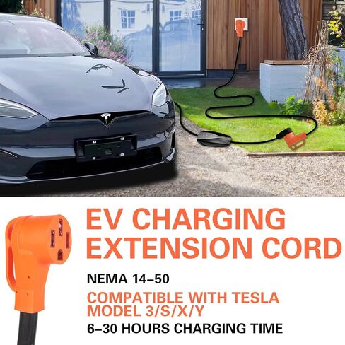 10 FT 50 Amp RV/EV Extension Cord Outdoor 4 Prong 250-Volt NEMA 14-50P to 14-50R, Suitable for RV Trailers, Campers, Tesla Model 3/S/X/Y, Heavy Duty STW AWG Gauge, UL & ETL Listed (10 Feet) in Saudi Arabia