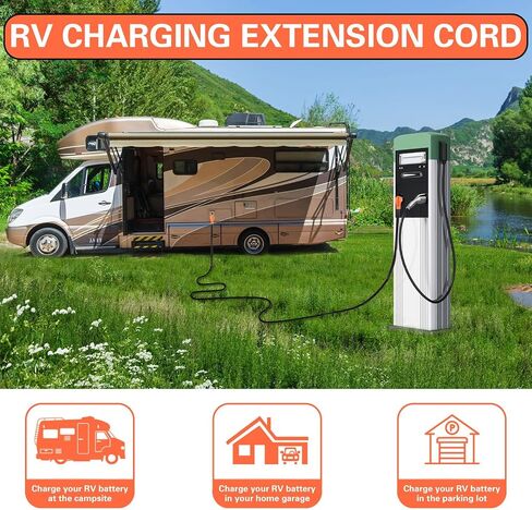 10 FT 50 Amp RV/EV Extension Cord Outdoor 4 Prong 250-Volt NEMA 14-50P to 14-50R, Suitable for RV Trailers, Campers, Tesla Model 3/S/X/Y, Heavy Duty STW AWG Gauge, UL & ETL Listed (10 Feet) in Saudi Arabia