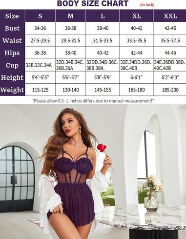 Avidlove Lingerie for Women Mesh Chemise Sleepwear Lace Push Up Nightgown Sexy Sheer Babydoll in Saudi Arabia