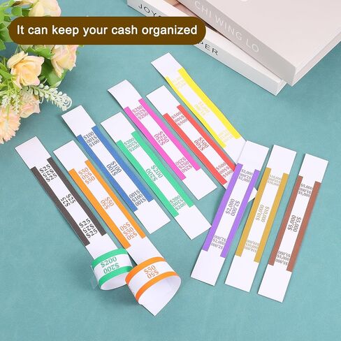 uxcell Pack of 50 Money Band Bundles, Self-Adhesive Bill Wrappers Money Wrappers Money Straps for Organize Bills Money, 7.6x1.14 Inch, Yellow in Saudi Arabia