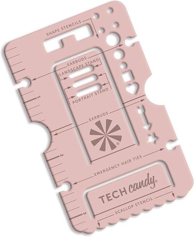 حامل للهاتف/الكمبيوتر اللوحي من Tech Candy Handy قابل للتعديل وأداة متعددة، وردي - بحجم بطاقة الائتمان، محمول، خفيف الوزن، مسطرة، استنسل رصاص، للهواتف والأجهزة اللوحية، وعرض المناظر الطبيعية والصور in Kuwait