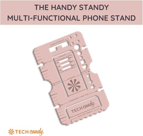 حامل للهاتف/الكمبيوتر اللوحي من Tech Candy Handy قابل للتعديل وأداة متعددة، وردي - بحجم بطاقة الائتمان، محمول، خفيف الوزن، مسطرة، استنسل رصاص، للهواتف والأجهزة اللوحية، وعرض المناظر الطبيعية والصور in Kuwait