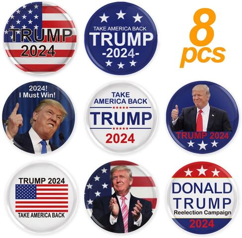 8 Pack Trump Buttons Pins, Donald Trump 2024 Presidential Election Campaign Take America Back Button Badge in Saudi Arabia