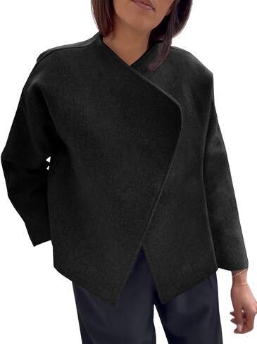 Cicy Bell Womens Cropped Winter Pea Coats Business Casual Open Front Cardigan Jackets Outerwear in Saudi Arabia