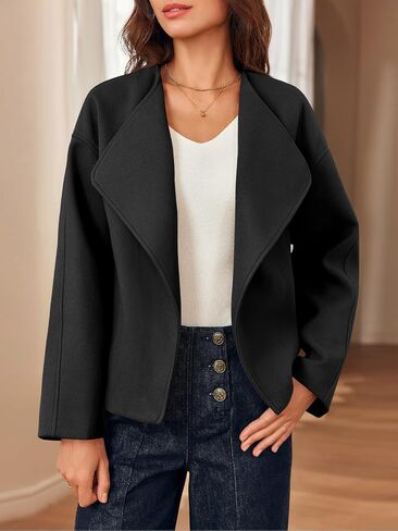 Cicy Bell Womens Cropped Winter Pea Coats Business Casual Open Front Cardigan Jackets Outerwear in Saudi Arabia