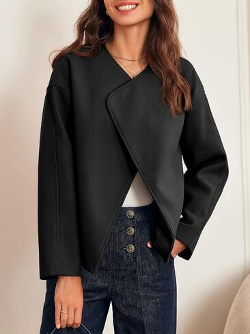 Cicy Bell Womens Cropped Winter Pea Coats Business Casual Open Front Cardigan Jackets Outerwear in Saudi Arabia