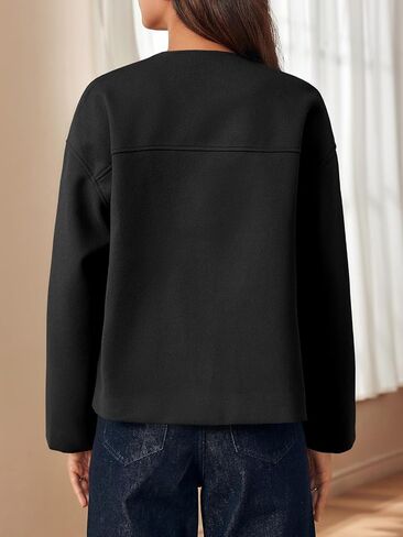 Cicy Bell Womens Cropped Winter Pea Coats Business Casual Open Front Cardigan Jackets Outerwear in Saudi Arabia