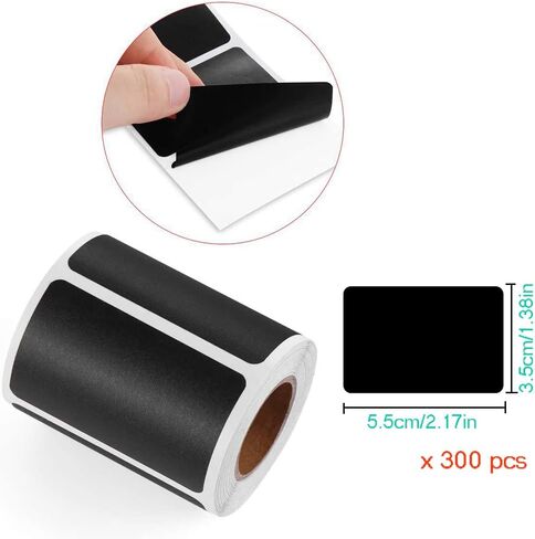 Chalkboard Sticker Label Black Rectangle Coding Roll Labels 300 Pcs Removable Write-On Reusable Waterproof for Kitchen Containers Jar Storage Bins Office Craft in Saudi Arabia