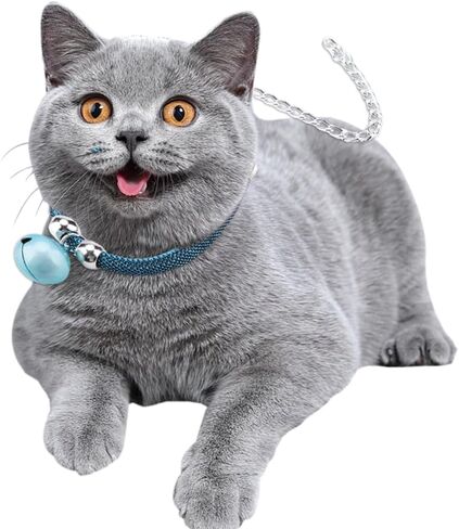 طوق قطة مع جرس للقطط، قلادة بمشبك امان قابل للتعديل، مستلزمات الحيوانات الاليفة الصغيرة، اكسسوارات اشياء مخصصة للقطط، حزام مطاطي للامان للفتيات والرجال والقطط (ابيض) in Kuwait