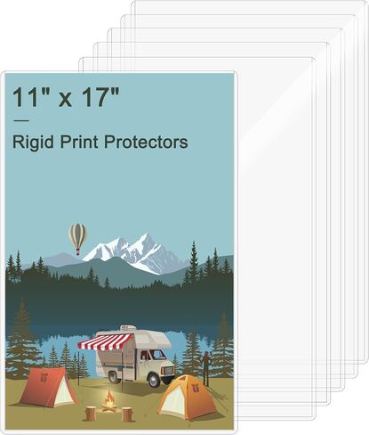 6PCS 11 x 17 Rigid Print Protectors Hard Plastic Sheet Protectors, Clear Heavy Duty Toploaders Menu Holder Poster Sleeves Page Protectors Frames Holder for Magazine Photo Paper Poster Prints in Kuwait