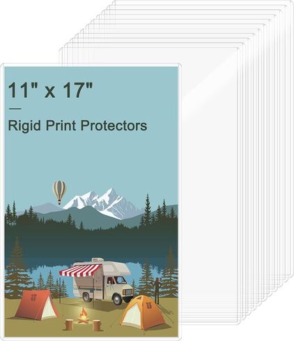 6PCS 11 x 17 Rigid Print Protectors Hard Plastic Sheet Protectors, Clear Heavy Duty Toploaders Menu Holder Poster Sleeves Page Protectors Frames Holder for Magazine Photo Paper Poster Prints in Kuwait