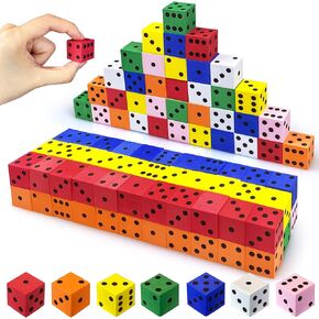 60PCS Foam Dice Set Small Colorful Dices with Number Dots for Math Game Building Toys Classroom Educational Toy Entertainment for Party Favor Birthday Gifts in 7 Colors (0.78inch)