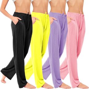 Sexy Basics Women's 4 Pack Casual Active Relaxed Flowy Fit Lounge & Yoga Pants