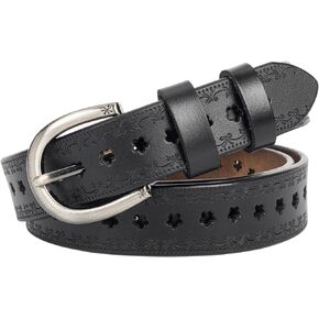 حزام نسائي من الجلد الناعم مع زهرة مجوفة - أحزمة ريفية أصلية عتيقة مع إبزيم دبوسي مقاس 28-36 بوصة للخصر in Kuwait