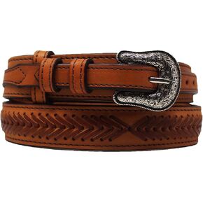 Western 1-1/2" Wide Ranger Arrow Laced Full-Grain Tan Leather Belt 26RS14R