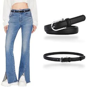 Women's Belt Soft Leather Fashion Simple Belts Waist Belt Chrome Alloy Buckle Waistband For Jeans Dress
