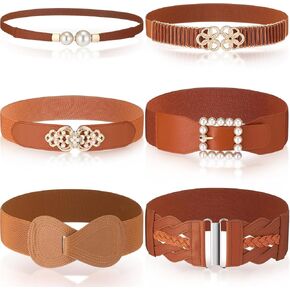 حزام خصر مرن للنساء من Cuffbow مكون من 6 قطع حزام خصر عريض ونحيف لفستان حزام عتيق قابل للتمدد للنساء in Kuwait