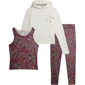 RBX Girls' Active Pants Set - 3 Piece Fleece Hoodie, Tank Top, and Leggings (Size: 7-16)