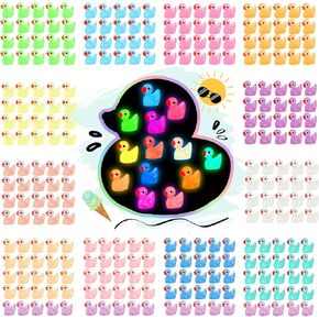 Rachan130 Pcs Luminous Mini Resin Ducks Glow in The Dark Tiny Duck Figurines for Miniature Landscape Garden Aquarium Potted Home Prank Game Dollhouse Decor Office Decompression