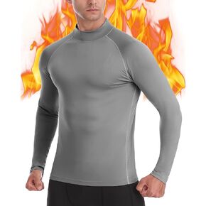 Thermal Compression Shirt Men - Long Sleeve Fleece Lined Turtle Mock Neck Shirts Running Athletic Base Layer Tops