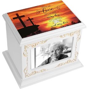 Cremation Urns for Human Ashes Adult Male or Female, Funeral Memorial Urns for Ashes with Photo Frame, Wooden Urns Box and Casket for Men Women, Burial Urn for Adults Up to 200 IBS