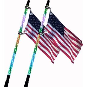 2-Packs LED Whip Lights with Spring Base 360 ° RGB Color Spiral Off-Road Remote Control Whip Lights, Suitable for UTV,ATV,Off-Road,Truck,Sand Truck,RZR,Can-am,Boat,Motorcycle (3FT)