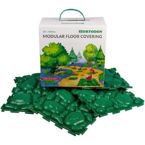 Moss Modular Mat with Squeakers Set of Sensory Mat Massage Game Mats for Kids Orthopedic Massage Puzzle Floor Mats 25x25 cm