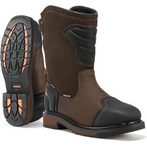 NINGO Steel Toe Work Boots for Men, Waterproof Safety Boots with All-Around Protection, Mens Square Toe Construction Boots with Slip Resistant & EH Protection, for Industrial Motorcycle
