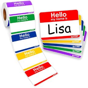 Hello My Name is Stickers, Assorted Color, Name Tag Stickers, 2.25" x 3.5" Name Badge Labels 100 Count, for Classroom, School, Meetings