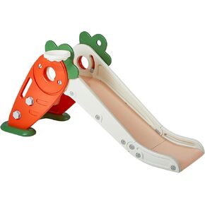 VEVOR Toddler Slide Foldable Kids Slide with Climbable Ladders & Basketball Hoop for Age 1-3, Indoor Outdoor Slide Playset for Kids Within 88lbs, Toddler Playground w/Raised Handrail, Anti-Slip Strip in Saudi Arabia