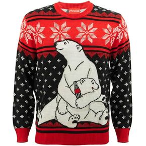 Ripple Junction Coca-Cola Men's Premium Knit Sweater Classic American Cola Holiday Icons Officially Licensed