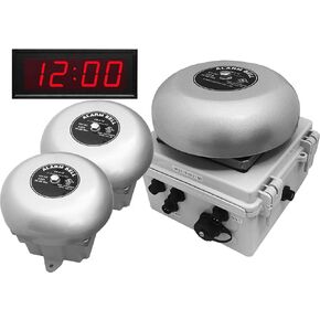 Netbell-K-E2M-C 3 Break Bells - LED Clock System for School, Factory, Warehouse, with TCP/IP Network Enabled Programmable Bell Timer Controller
